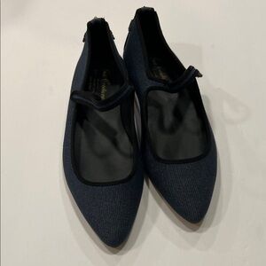 Gia couture denim Maryjane  Chic Navy Flats with Strap made in Italy size 37